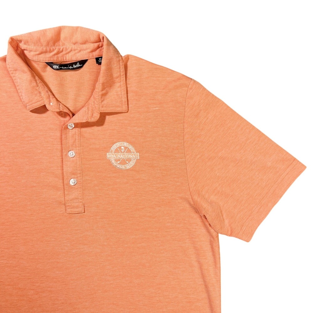 Travis Mathew Men's Medium Orange PGA Palm Beach‎ Golf Polo Shirt Short Sleeve